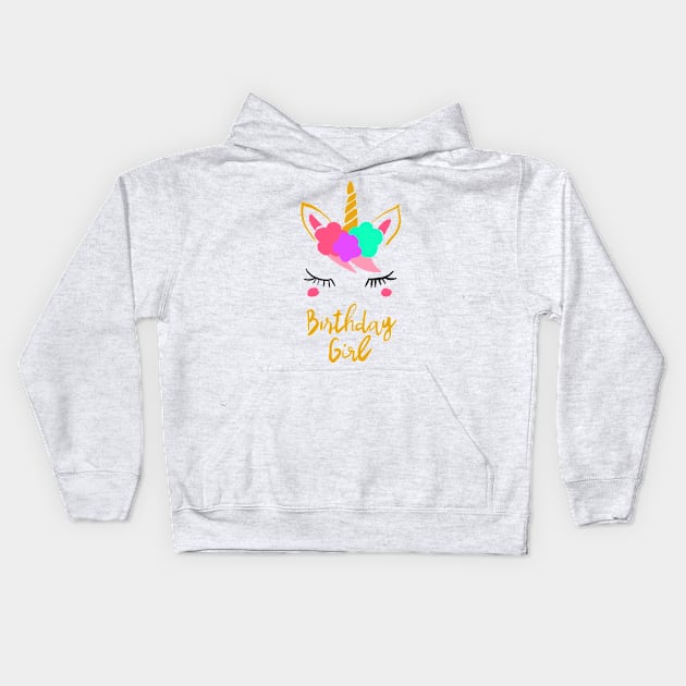 Birthday Girl Unicorn Kids Hoodie by spacemedia